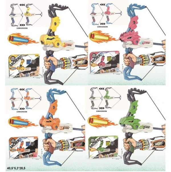 Лук 9855/9856/9857/9858 динозавр з присосками 4в.кор.40,5*5,3*28,5 /36/ (шт.)