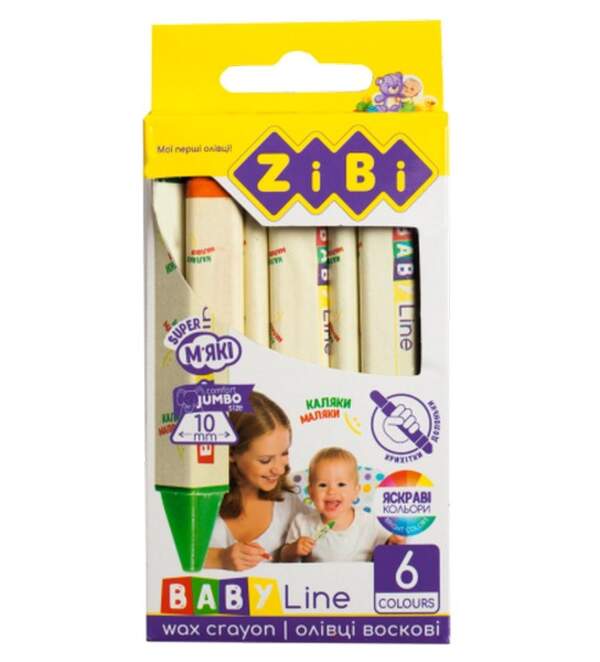 Олівці воскові JUMBO, 6 кольорів, трикутні ZB.2483 (шт.)