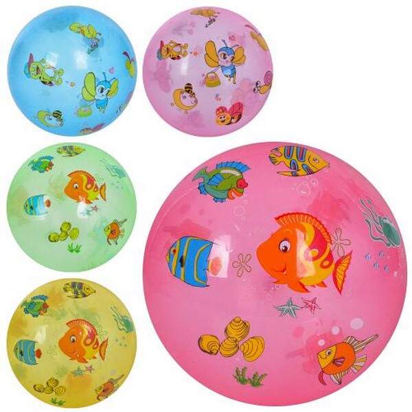 М'яч дитячий MS 3617 (72шт) 9 дюймів, малюнок, ПВХ, 85-92г, 5 кольорів (шт.)