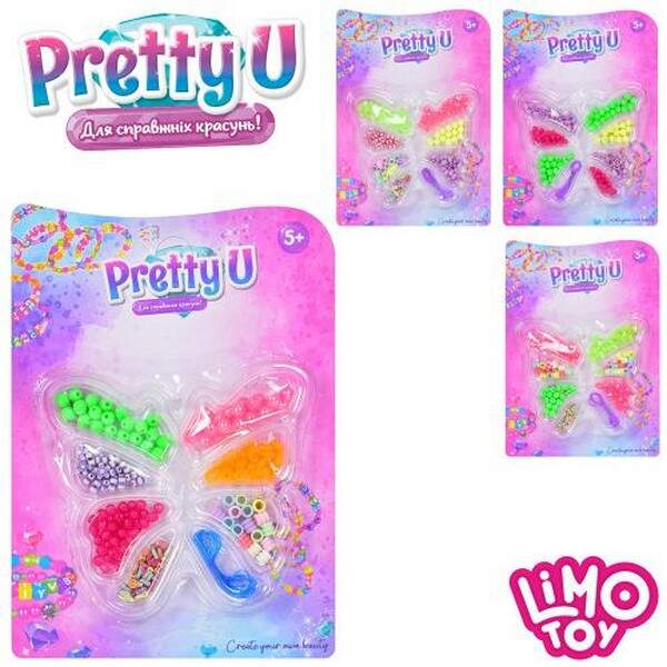 Набір для творчості M 5680 UA (240шт) намистини, нитки, мікс кольорів, на листі, 24-18-1,5см (шт.)