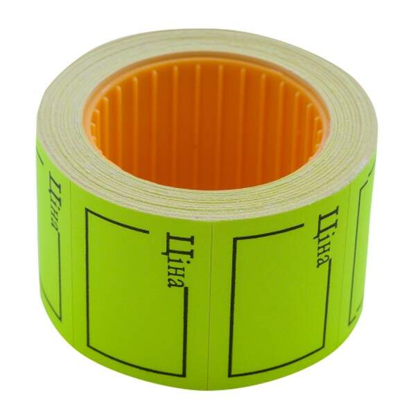 Цінник 35*25мм, "ЦІНА",  (240шт, 6м), прямокутний, зовнішня намотка, жовтий BM.282106-08 (шт.)