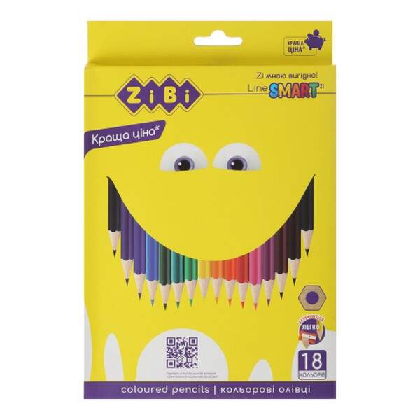 Олівці кольорові 18 кольорів SMART ZB.2425 (12/180) (шт.)