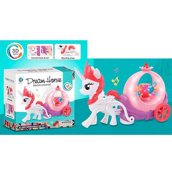 Карета 8899-138 (30шт) 18см, єдиноріг 14см, звук, світло, на бат-ці, рухомі деталі, в кор-ці, 19-19- (шт.)