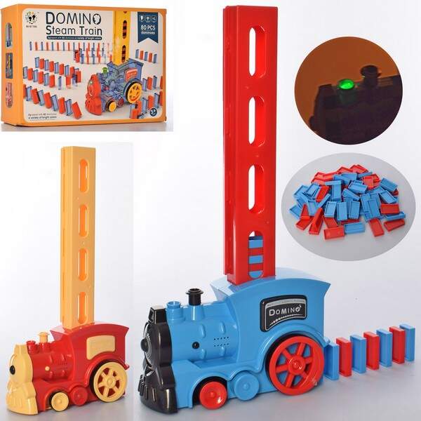 Поїзд BY-4003ABC (24шт) 17см, дим, муз, звук, світло, доміно,80шт,3 види,на бат,в кор-ці,32-23-7,5см (шт.)