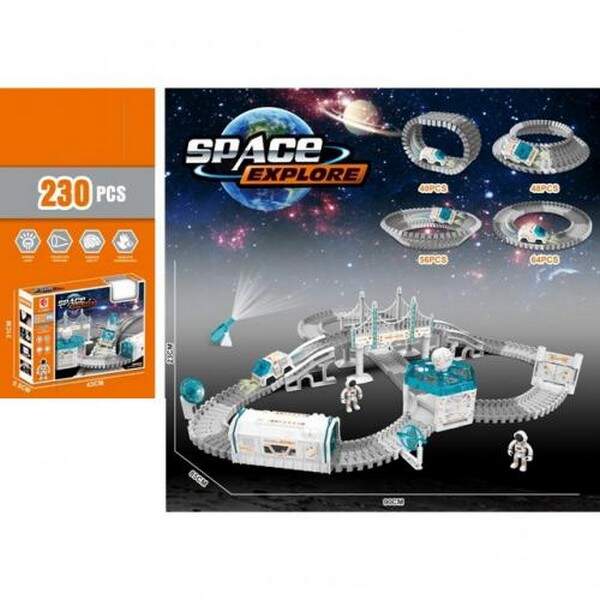 Трек 7506 (9шт) машинка 9см,фигурка 2шт,230 дет,свет,на бат-ке, в кор-ке  43-31-9,5см (шт.)
