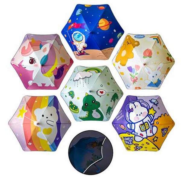 Парасолька BT-CU-0053 кольорова з відбивачем 6в.PG тканина 51см (осн.частина) /60/ (шт.)