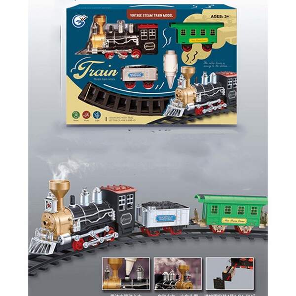 Залізниця 823-1 (18шт) локомотив 20см, йде пара, вагон 2шт, звук, світло, на бат-ці, в кор-ці, 41-28 (шт.)