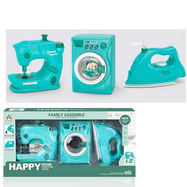 Набір побутової техніки LS8342Q (18шт) праска, бризкає водою, пральна машина, швейна машина, звук, с (шт.)