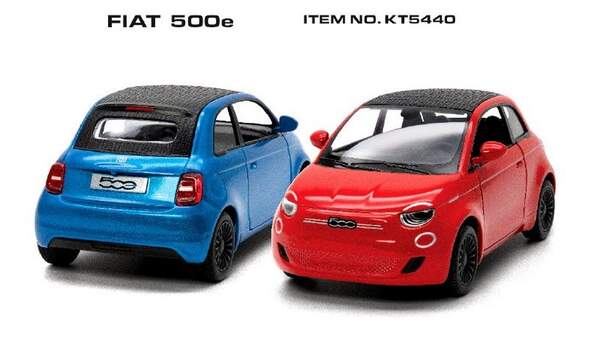 Модель легкова FIAT 500E 5'' KT5440W  метал.інерц.відкр.дв.2кол.кор./96/ (шт.)