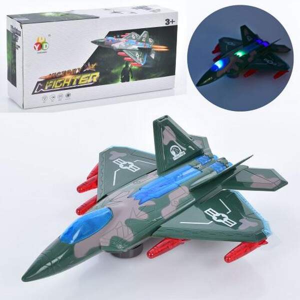 Літак DYD157 (30шт) військовий, 35см, їздить, звук, світло, на бат-ці, в кір-ці, 35-17,5-7см (шт.)