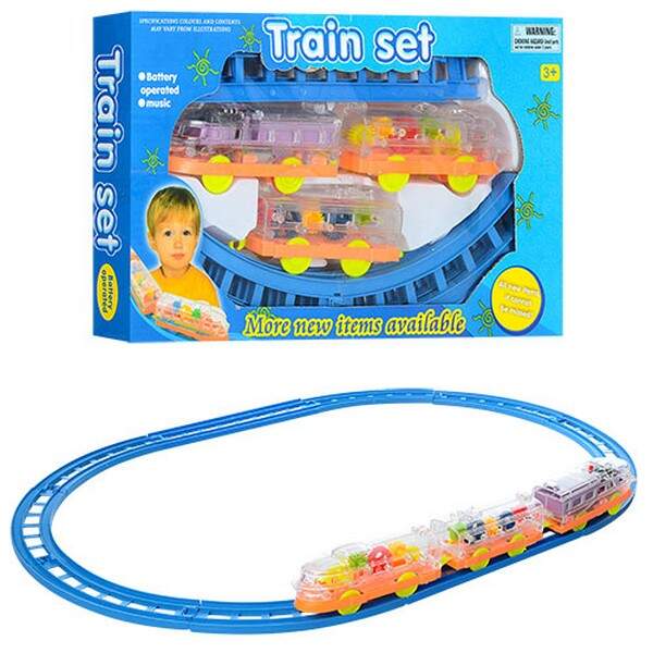 Залізниця 2331 (72шт) локомотив, вагон 2 шт., муз., бат., кор., 34,5-20,5-4,5 см. (шт.)