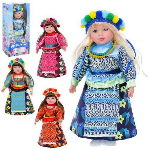 Лялька M 5085 I UA (18шт) Україночка,м'яконабивна 47cм,муз(укр.пісня),4види,бат(таб), розобр.кор,49- (шт.)