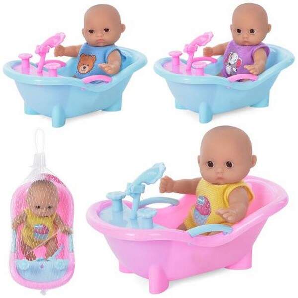 Пупс YS8529 (100шт) 12см, з ванночкою, мікс видів, в сітці, 16-9-7см (шт.)