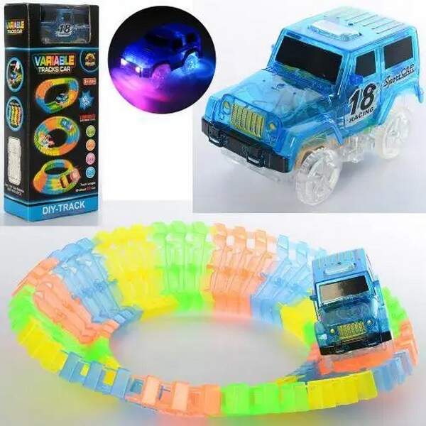 Трек GD-49A (60шт) 66см,светится в темноте, машинка9,5см-свет,49дет,на бат-ке,в кор-ке,10,5-25-5,5см (шт.)