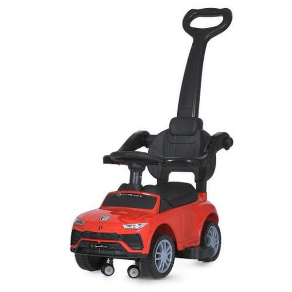 Каталка-толокар M 5044L-3 (1шт) батьк.ручка, музика, світло, шкірян.сидіння, червоний (шт.)