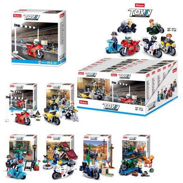 Конструктор SLUBAN M38-B0717 (96шт) мотоцикл, фігурка, від45дет, 12шт(6видів) в дисплеї, 30-17-29см (шт.)