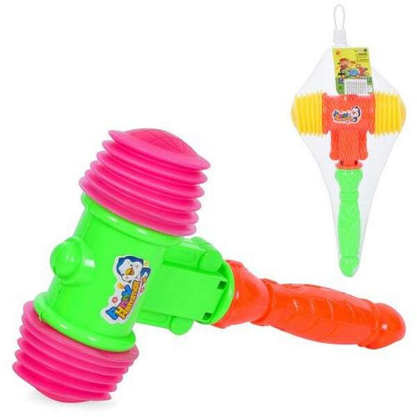 Молоточок 708 (240шт) 28см, пискавка, свисток, 2 кольори, в сітці, 15-30-6см (шт.)