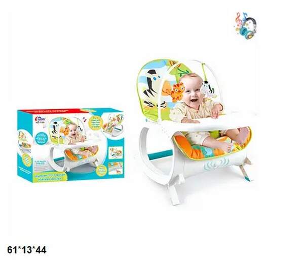 Дитячий шезлонг-гойдалка 7188/7288 2в1 0-20кг обід.столик,вібрац.муз.2кол.кор.61*13*44 /6/ (шт.)