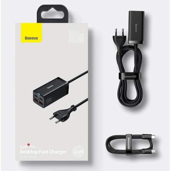 МЗП Baseus GaN3 Pro Desktop Fast Charger 2U+2C 100W EU Black (CCGP000101) (шт.)