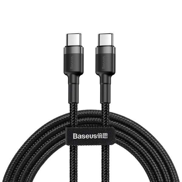 Кабель Baseus cafule Cable PD2.0 60W Type-c/Type-c (20v-3a) 2M Gray+Black (CATKLF-HG1) (шт.)