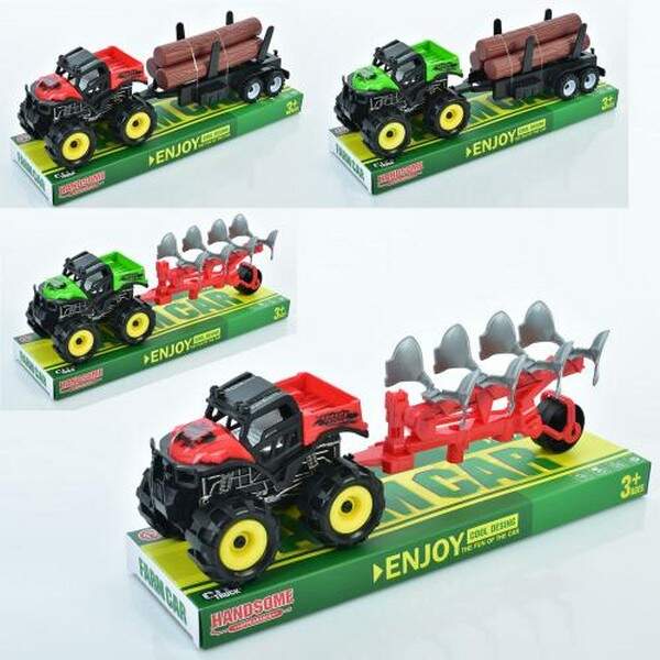 Джип 9880-3A-5A (72шт) інерц, з причіпом, 27,5см, 2 види/мікс кольорів, у слюді, 28-10-8см (шт.)