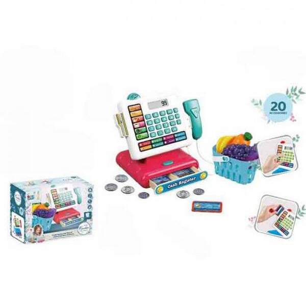 Касовий апарат 16853 (18шт) 22-14-в20см,калькулятор, сканер, звук, світло,корзина, гроші, продукти (шт.)