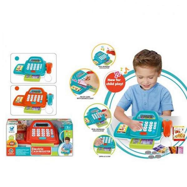 Касовий апарат 66109 (24шт) 24-15-7см, калькулятор, сканер, звук, світло, гроші, 2 кольори, на бат-ц (шт.)