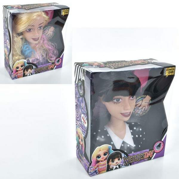 Лялька голова для зачісок LK1428 (36шт) WD, 19см, гребінець, 2 види, в кор-ці, 20-23-9см (шт.)