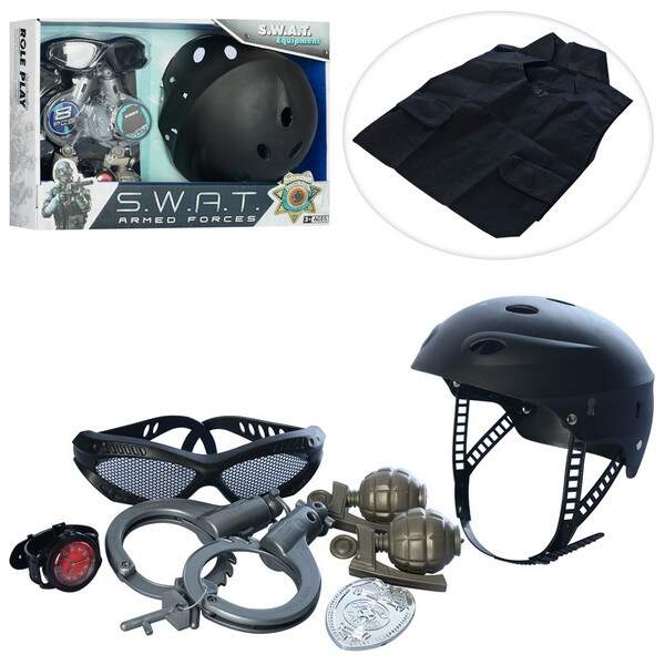 Набір військового S005A (36шт) каска, окуляри, наручники, компас, кор, 41-28-11см (шт.)