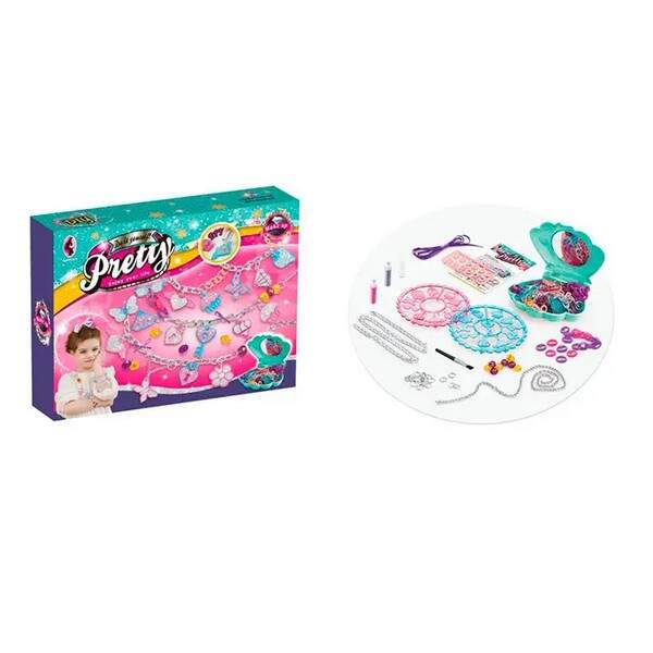 Набір для творчості YK6635 (60шт) ланцюжки, намистини, блиск, клей, скринька-мушля, в кор-ці, 29-22, (шт.)