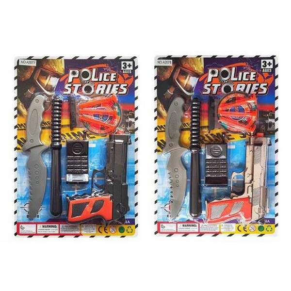 Набір зі зброєю A2077-78 (144шт) поліція, пістолет, присоски 3шт, палиця, ніж, рація, 2 кольори (шт.)
