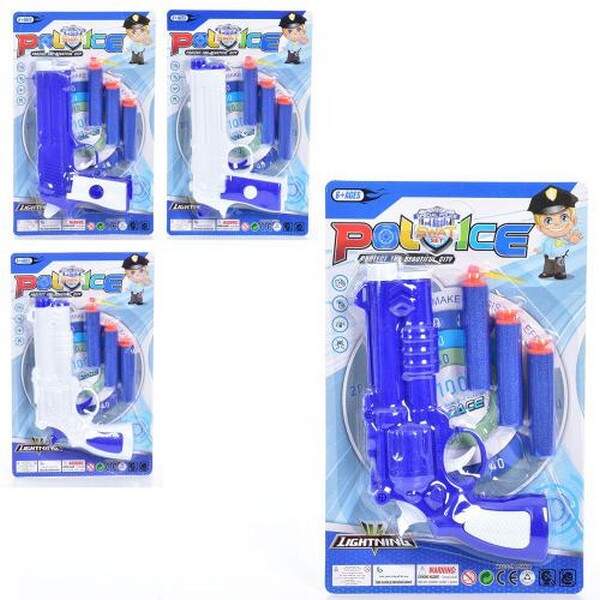 Пістолет 510AB (240шт) 17см, кулі-присоски 3 шт, 2 види по 2 кольори, на листі, 13,5-21,5-3см (шт.)