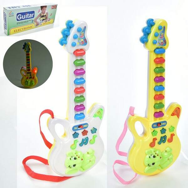 Гітара 618A (108шт) 30см, звук, світло, 2 кольори, на бат-ці, в кор-ці, 30,5-11,5-4см (шт.)