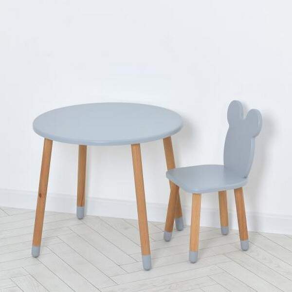 Столик 07-025G-ROUND (1шт) зі стільчиком, сірий (шт.)