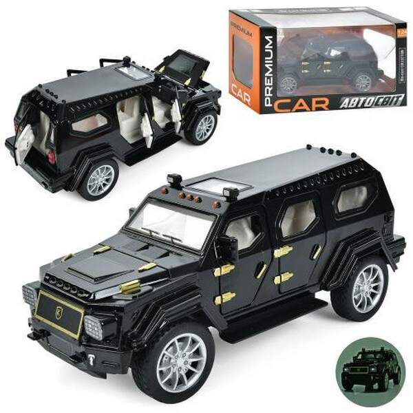 Джип AP-2046 (12шт) АвтоСвіт, 1:24, метал, інерц, 17см, звук, світло, відчиняються двері/капот, гумо (шт.)