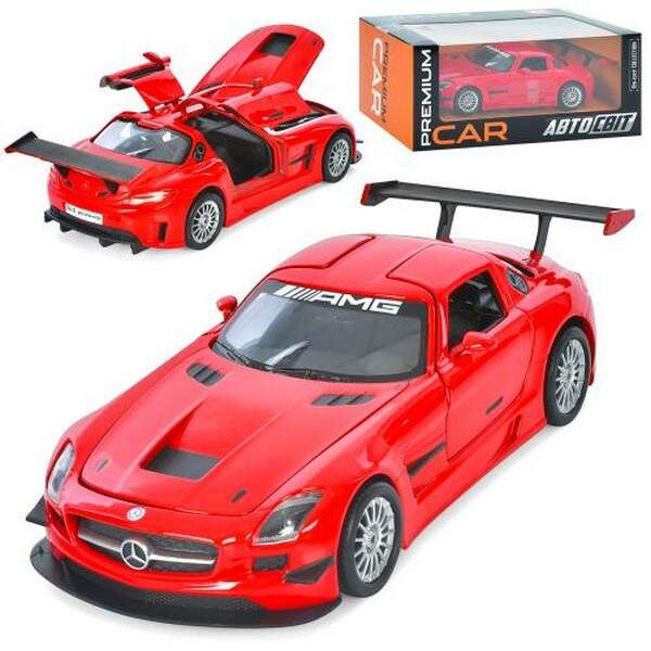 Машина AP-1934 (8шт) АвтоСвіт,1:24 Mercedes-Benz SLS AMG GT3,метал,21см, відкриваються двері,гумові (шт.)