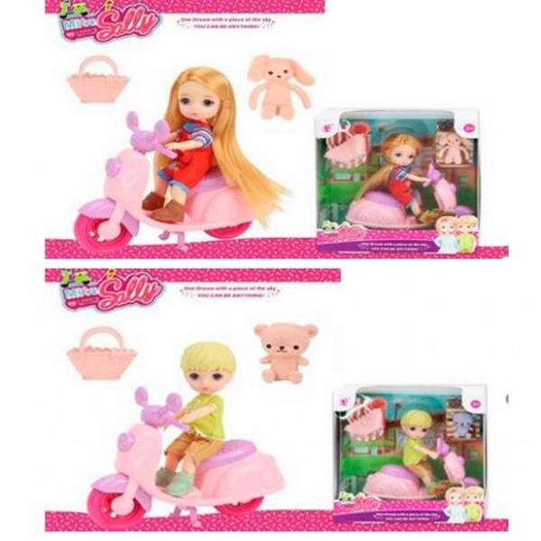 Лялька 91069-A-B (28шт) 13см, шарнірна, мотоцикл 14см, тварина, сумка, 2види(хлопчик, дівчинка) в ко (шт.)