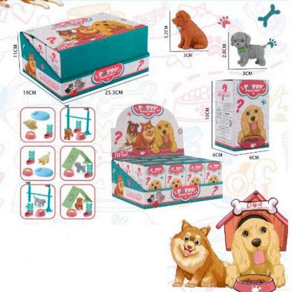 Тварина 8910-E10 (216шт) собака, 3см, аксесуари, в кор-ці(сюрприз), 12шт(мікс видів) в дисплеї (шт.)