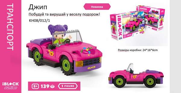 Конструктор Kids hits IBLOCK JUNIOR  KH08/012/01 (36шт/2)  Дівчатка, Джип,139 дет,компл. фігур, інст (шт.)