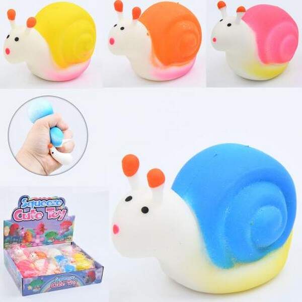 Іграшка MS 4044 (144шт) антистрес, равлик, 8,5см, борошно, 4кольори, в пакеті, 12шт в дисплеї, 28-6- (шт.)