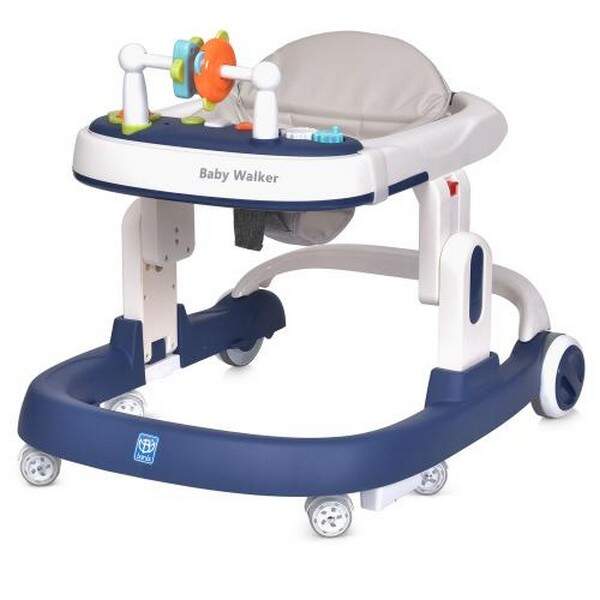 Ходунки M 5032L-4 (1шт) музика, свiтло, стопор, силiк.колеса 4шт,2полiпроп. колеса, шкiр.сидiння,син (шт.)