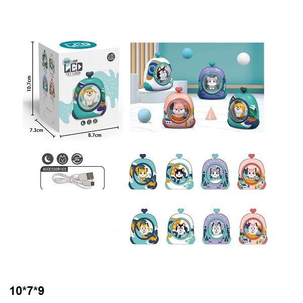 Нічник XJD-11/12 кішка/песик акум.USB.2в.4кол.кор.10*7*9 /120/ (шт.)