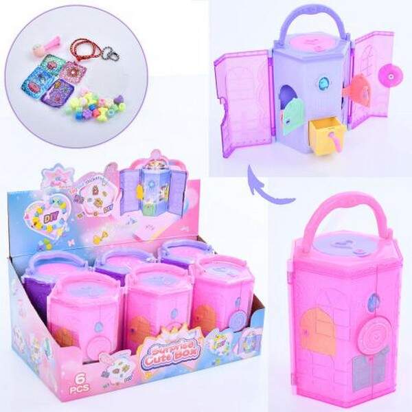 Скринька K2817 (72шт) 11,5-14-10см, сюрприз (двері, ключі), намистини, наліпки, аксесуари, 6шт(2 кол (шт.)