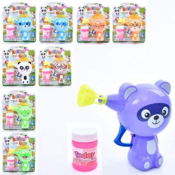 Мильнi бульбашки 6121 (90шт) пістолет-тварина 12см, запаска 6см, мікс видів, на листі, 17-20,5-5см (шт.)