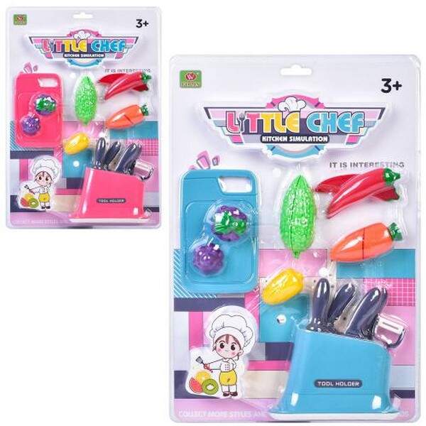 Продукти WS015 (72шт) на липучці, овочі, виноград, дощечка, набір ножів, 2 кольори, в слюді (шт.)