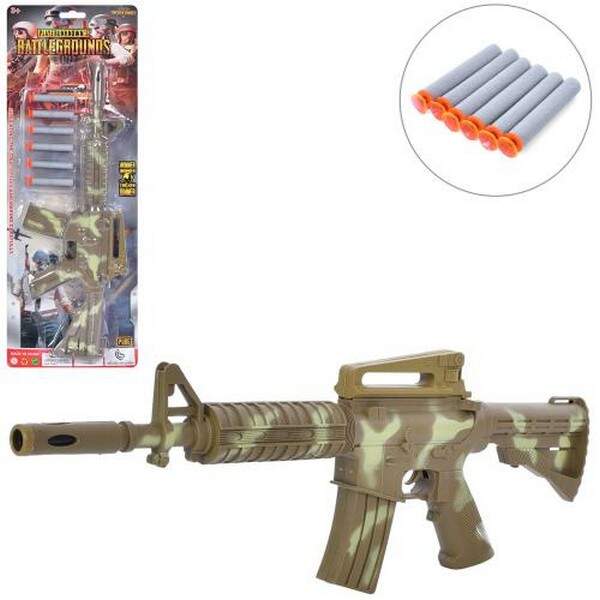 Автомат 001-A21-22 (72шт) 42см, м'які кулі 6шт, 2 види на листі, 52,5-18-3см (шт.)