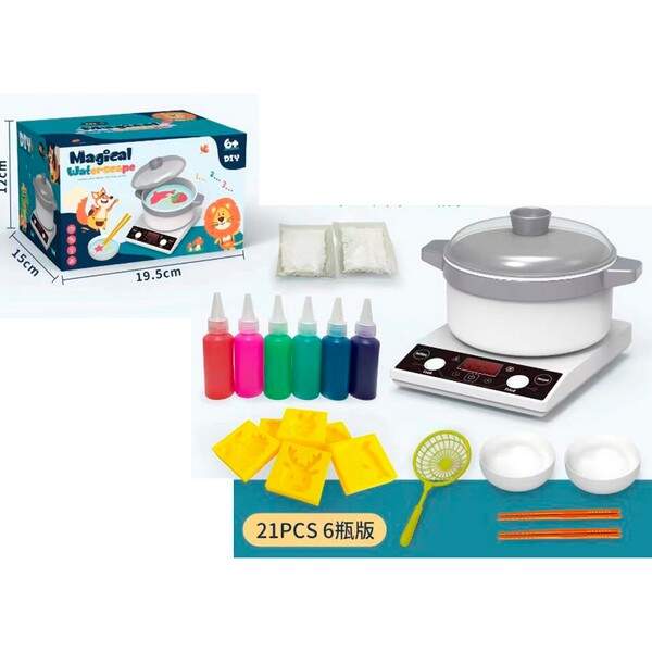 Набір для творчості 695 (36шт) каструля, плита-звук, фарба 6шт, порошок, формочки, 21предм, в кор-ці (шт.)