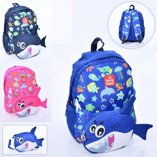 Рюкзак T2625 (40шт) акула, 27-35-10см, 1відділення, застібка-блискавка, 1 наружний карман(сумка),кор (шт.)