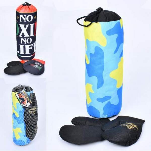 Боксерський набір MR 1189 (24шт) груша 39-14см, наповнювач-текстиль, 2 перчатки 19см, 2 види, в сітц (шт.)