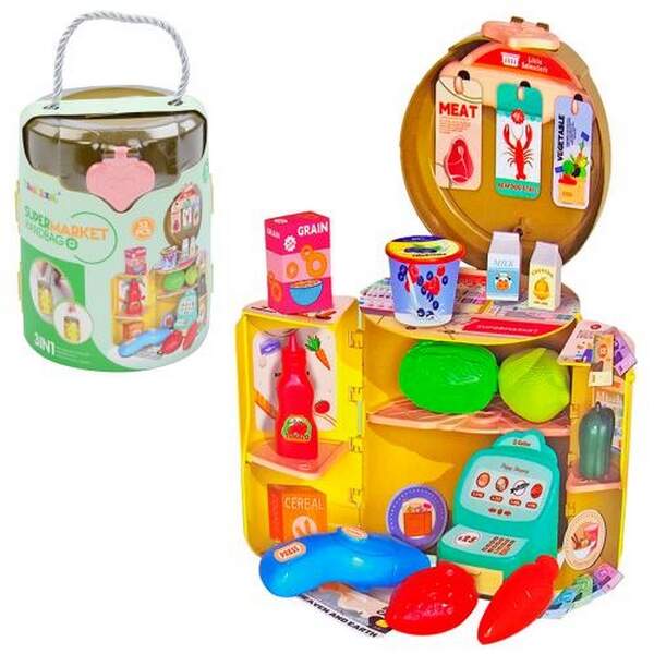 Магазин 9127 (54шт) 3в1,33предмети, прилавок, каса, сканер, продукти, сумка-колба, в карт.обгортці (шт.)